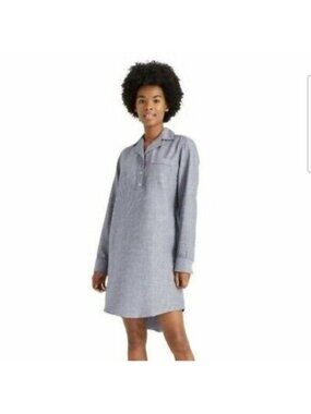 Levis Target Womens Pajama Shirt Dress Size Large Dark Chambray Blue Stripe
